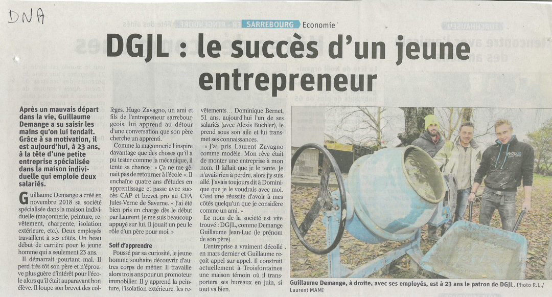 Article DGJL Construction – Strasbourg Economie